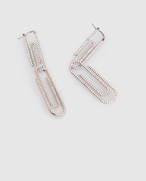 Off-White Silver Paperclip Earrings with Crystals OWOD2ACS26MET001