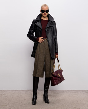 Saint Laurent Burgundy ribbed top made of wool, cashmere and silk A0000PYAPK2