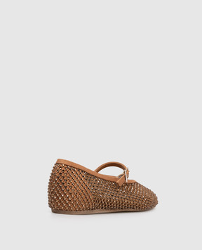 Le Silla Brown GILDA ballet flats with crystals 0189C020MTPPSTV