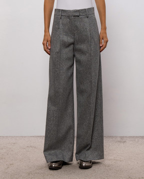 Brunello Cucinelli Gray patterned pants with lurex MD007P8884