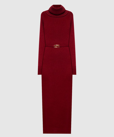 Burgundy dress with wool