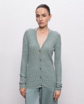 Fabiana Filippi Turquoise cashmere and silk cardigan MAD216F011N907
