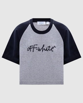 Off-White Grey melange T-shirt with embroidered logo 2AA13IS26JER001