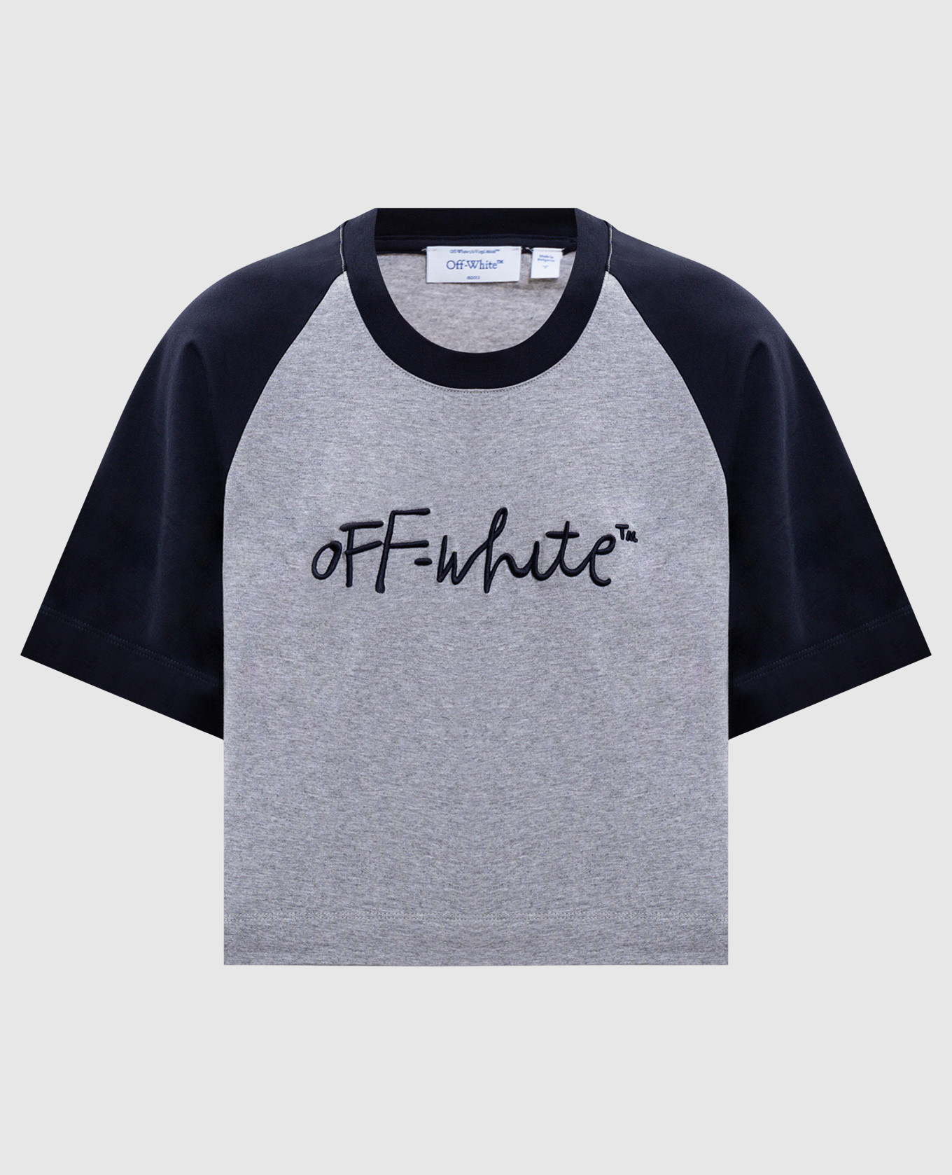 Grey melange T-shirt with embroidered logo