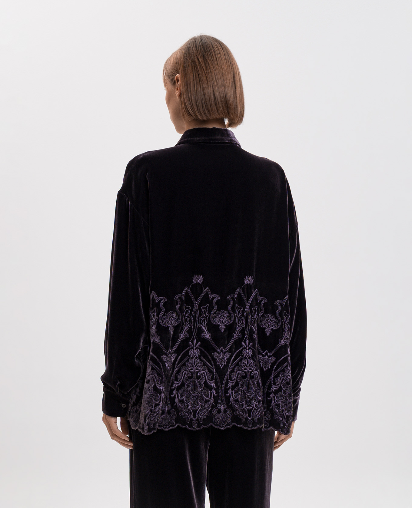 Frey Purple Velvet Shirt with Silk Momoni 4