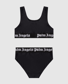 Palm Angels Children's black swimsuit with logo pattern PGFE002S26JER001
