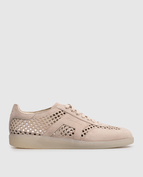 Santoni Beige suede sneakers with embossed logo WBPL61470TITTSQC