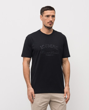 Iceberg Black T-shirt with embroidered logo F0406325