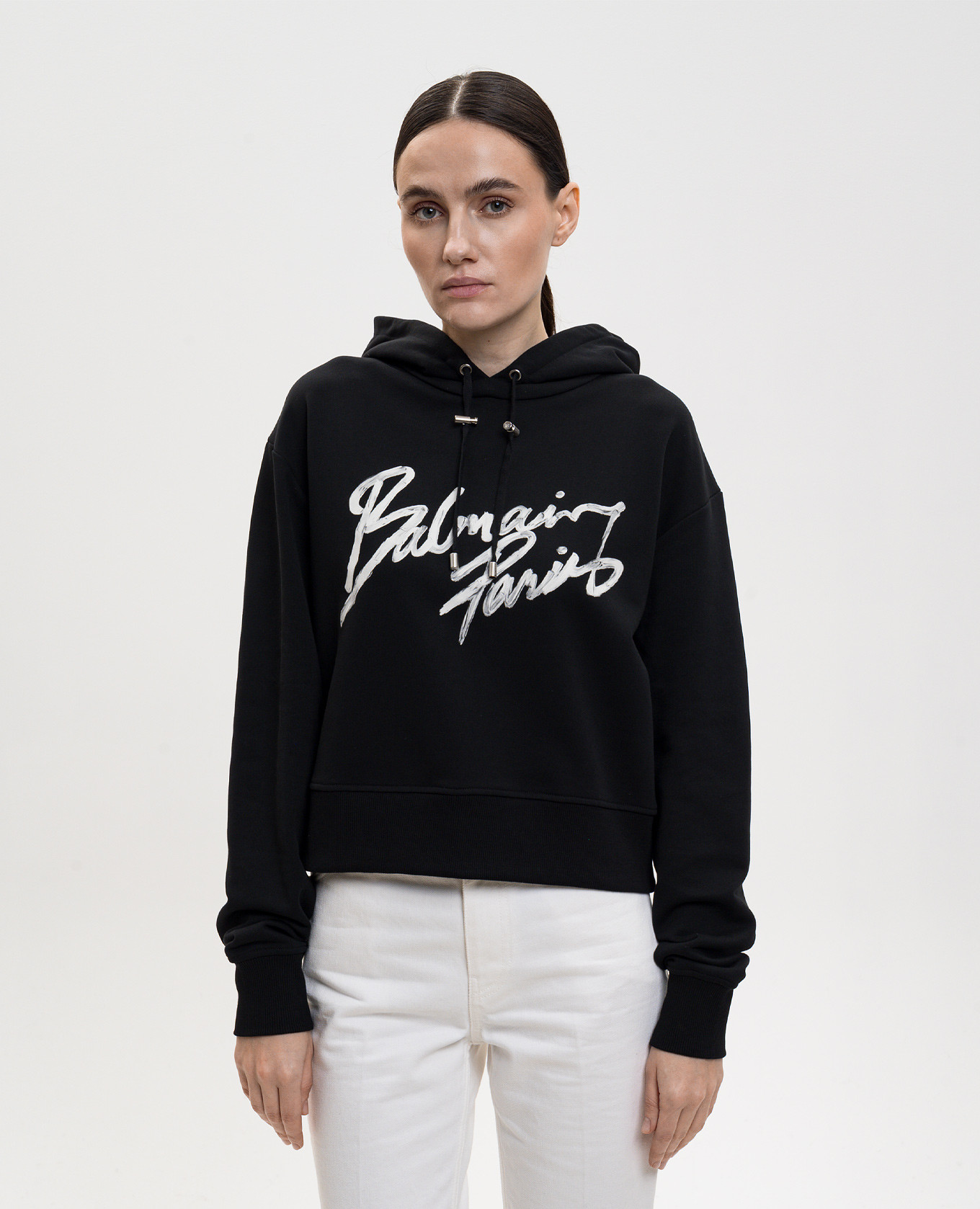 

Black hoodie with logo print Balmain
