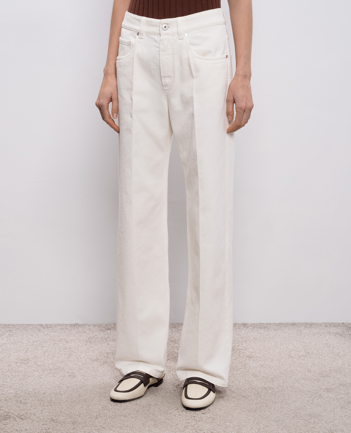 

White jeans with a patch Brunello Cucinelli