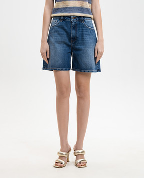 Solotre Blue denim shorts with a distressed effect M1AB0142