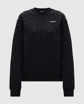 Off-White Black sweatshirt with Swarovski crystals 2BA07HS26FLE001