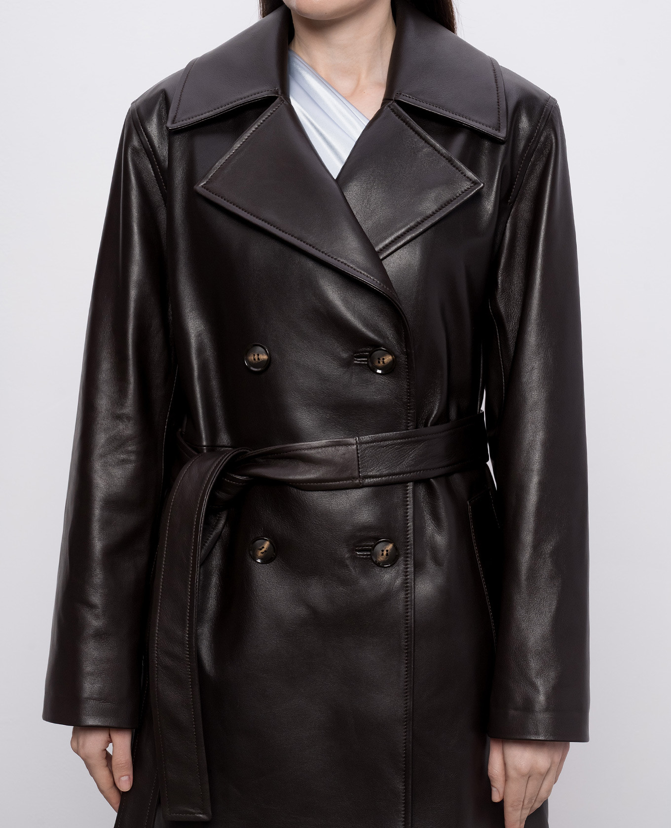 

Brown double-breasted leather coat Babe Pay Pls