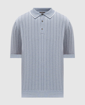 Peserico Blue ribbed polo shirt R59490F189173R