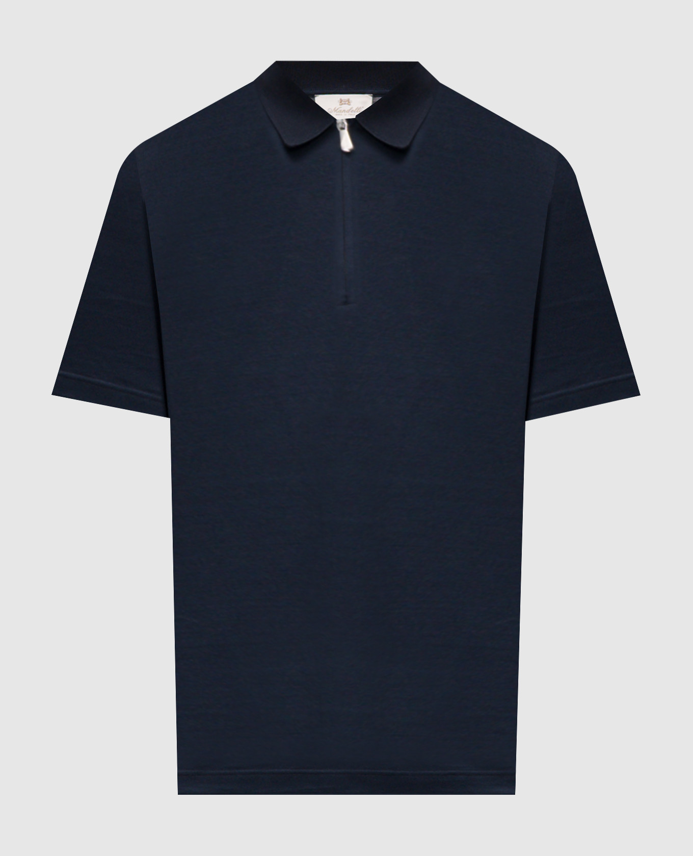 Blue polo shirt with logo patch