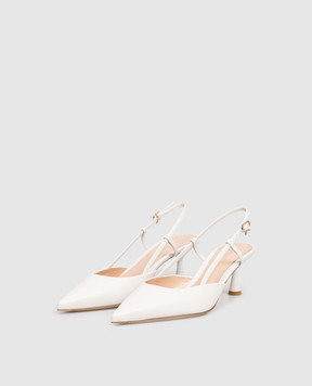 Gianvito Rossi Ascent White Leather Slingbacks G9533255LAC