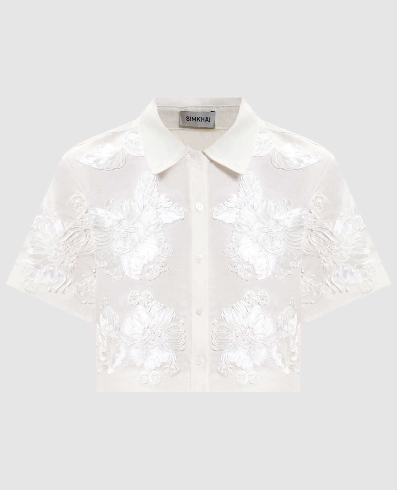 Chemise courte en lin blanc Callie Soutache