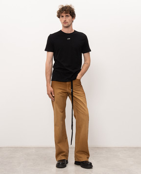 Ann Demeulemeester Black T-shirt with contrast embroidery B0014216FA206