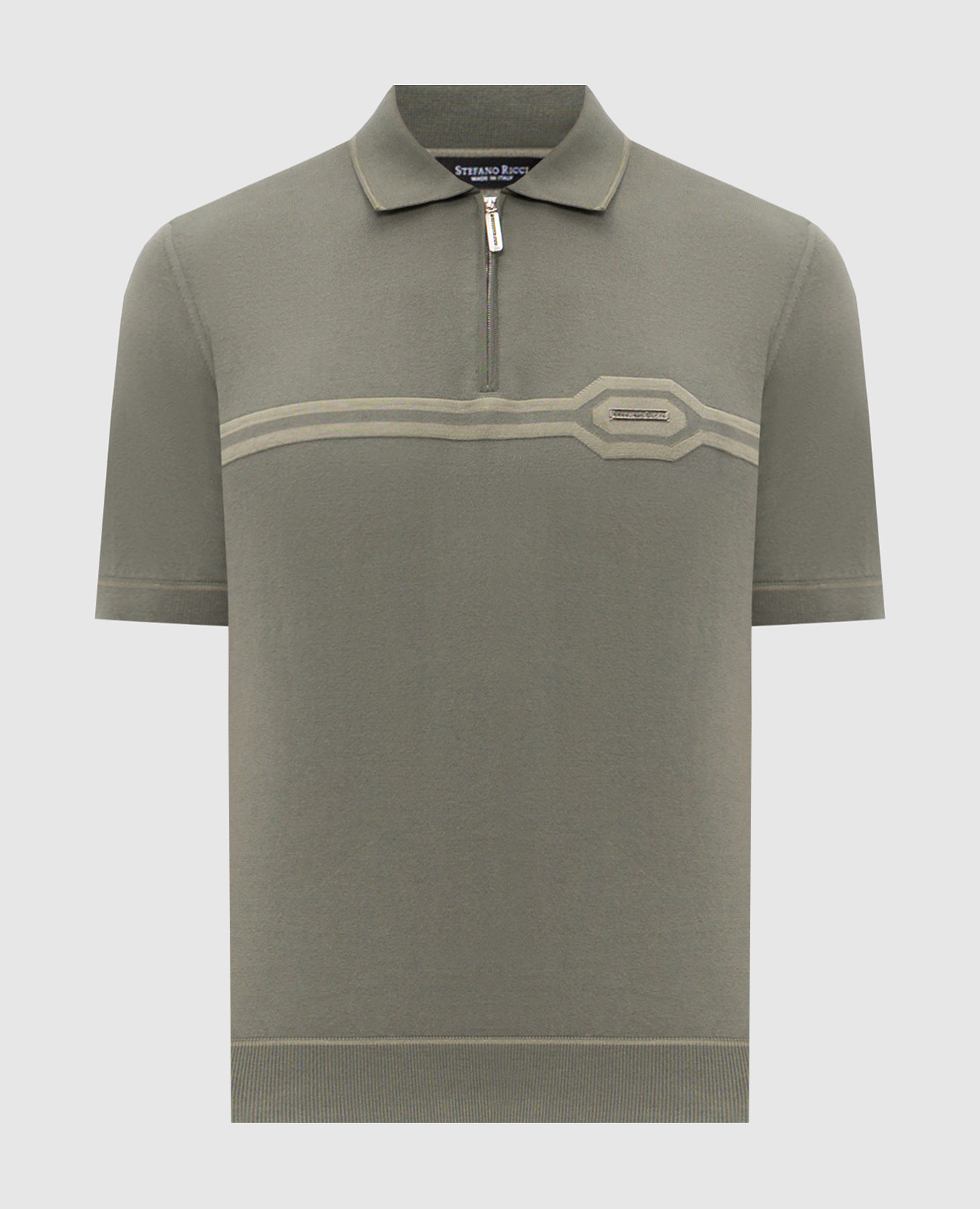 

Green silk polo with logo patch Stefano Ricci