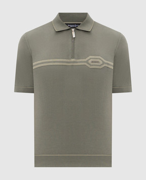 Stefano Ricci Green silk polo with logo patch K818119P31F26285