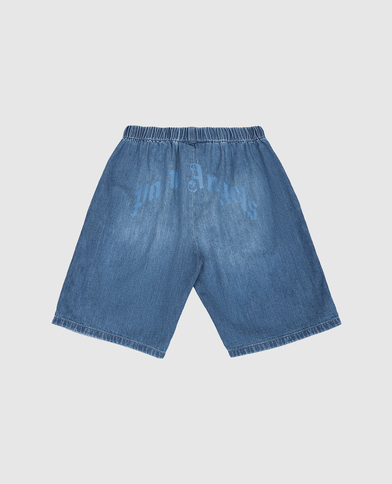 

Children's blue denim shorts with logo print Palm Angels