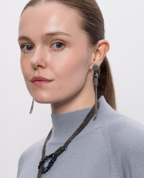 Peserico Gray earrings with beads and monil chain A35531C0CC903