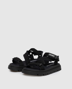 Dolce&Gabbana Children's black sandals with logo patch DA5350A55553940
