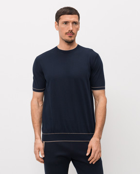 Bertolo Cashmere Blue T-shirt with contrast trim 902204002056