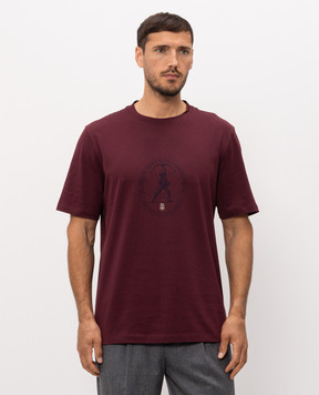 Brunello Cucinelli Burgundy T-shirt with a print M0B138519