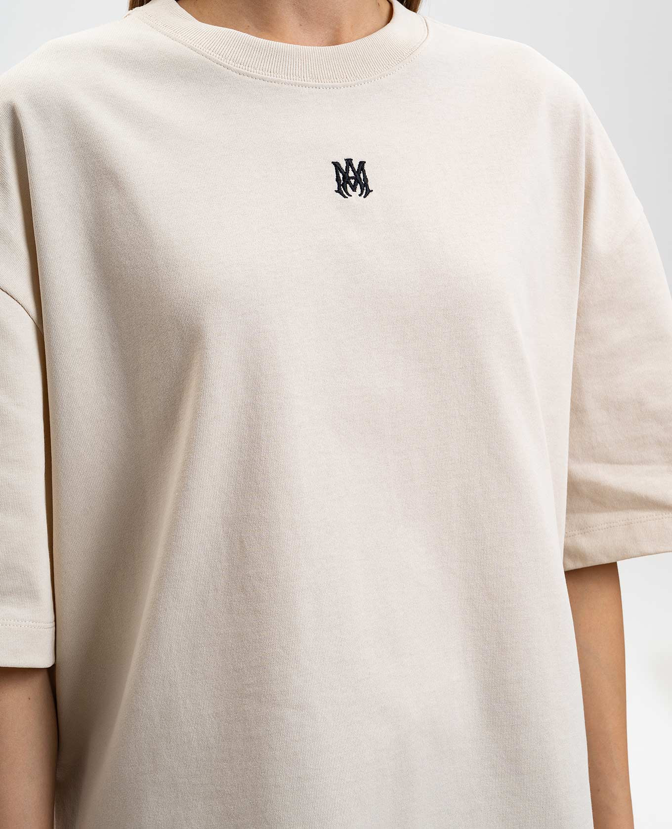 Beige T-shirt with embroidered monogram AMIRI 5