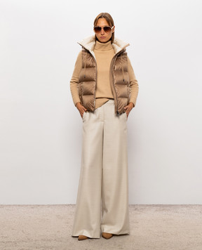 Peserico Brown down vest with monil chain S0347900019