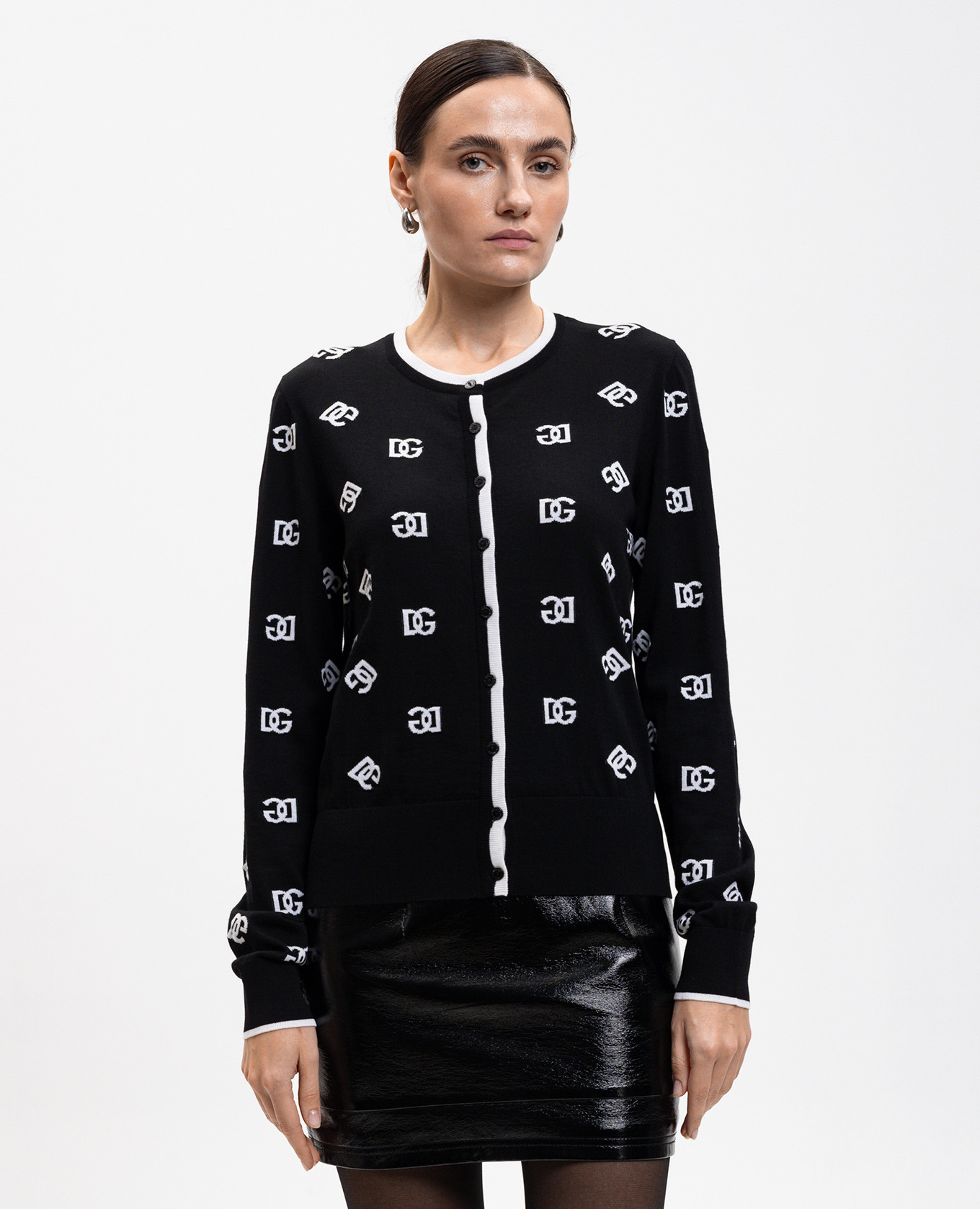 

Black wool cardigan with DG pattern Dolce&Gabbana