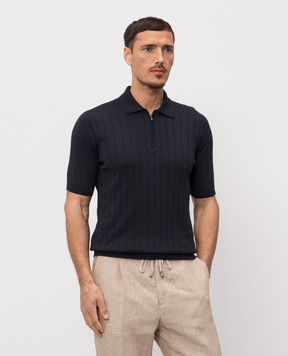 Peserico Blue polo with silk R59464F1809317