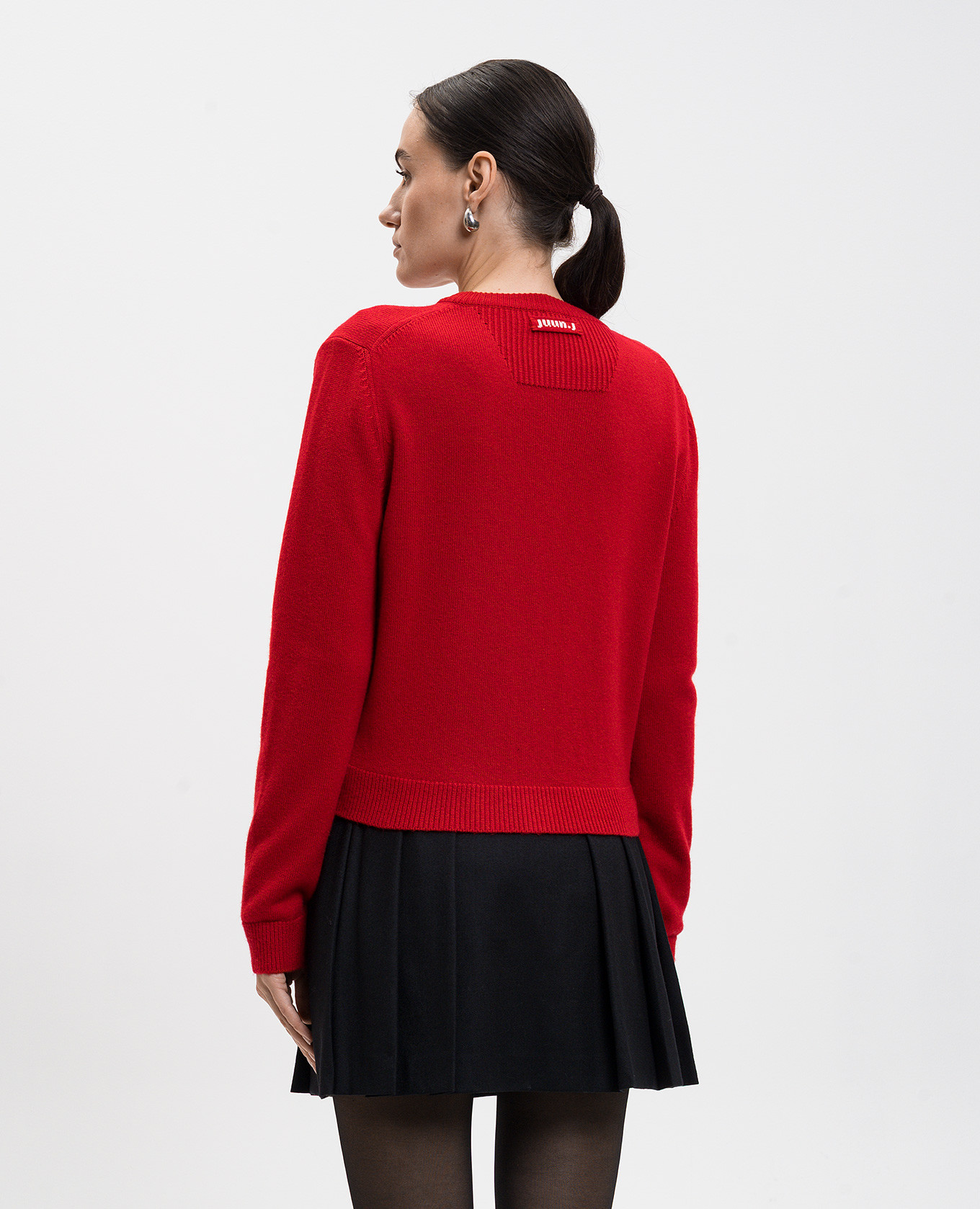 Red wool and cashmere cardigan with logo Juun.j 4