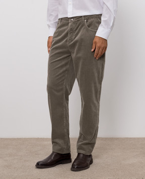 Brunello Cucinelli Khaki corduroy pants M280NF1012