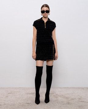 Balmain Black T-shirt top with zipper FF0GB025KJ16
