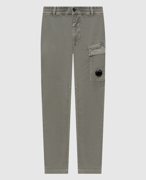 C.P. Company Green corduroy pants with logo patch MPA108A006410O
