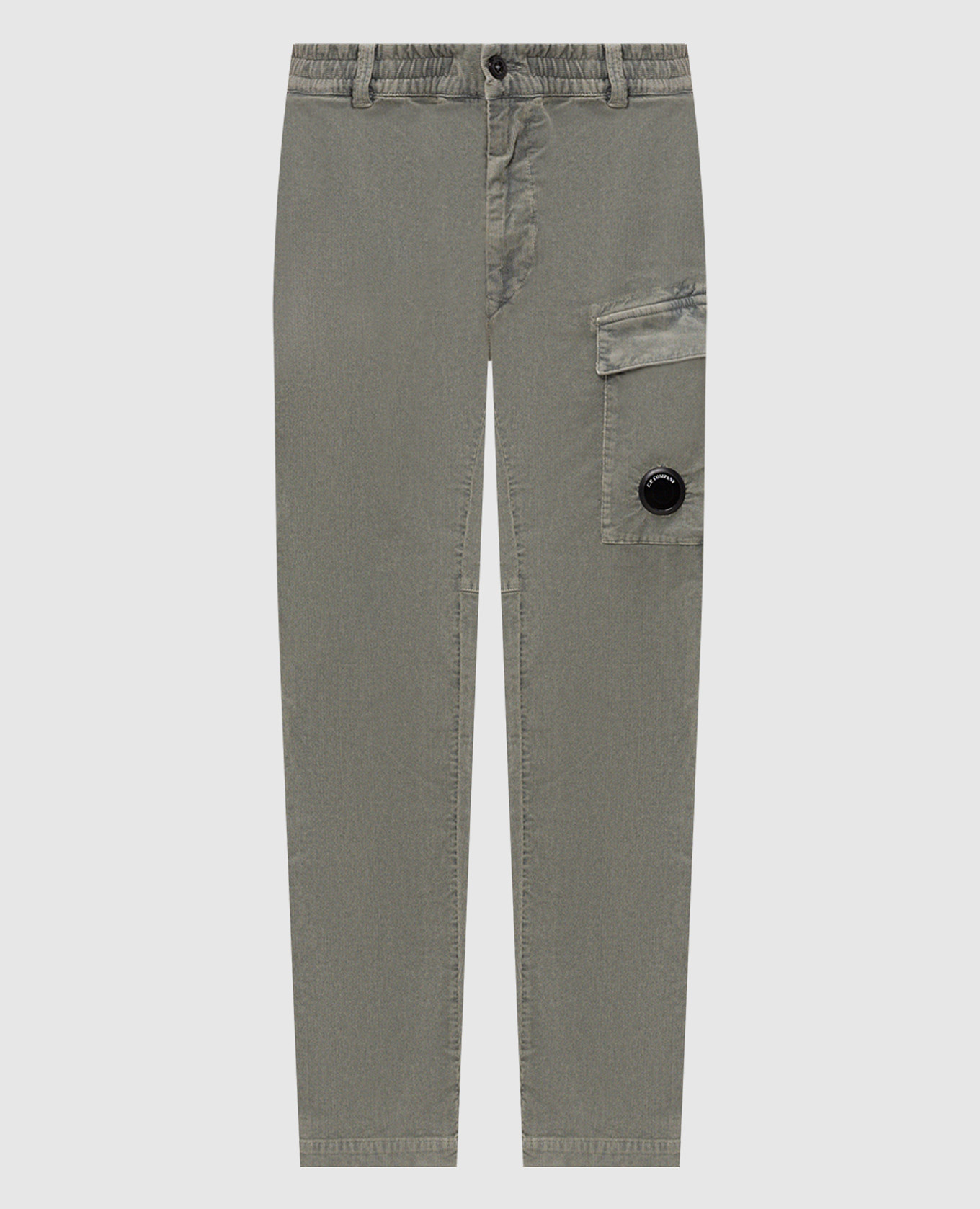 Green corduroy pants with logo patch