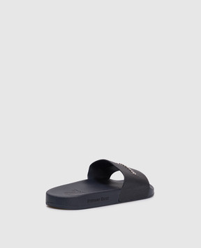 Stefano Ricci Blue leather sliders with logo UG31G761VD