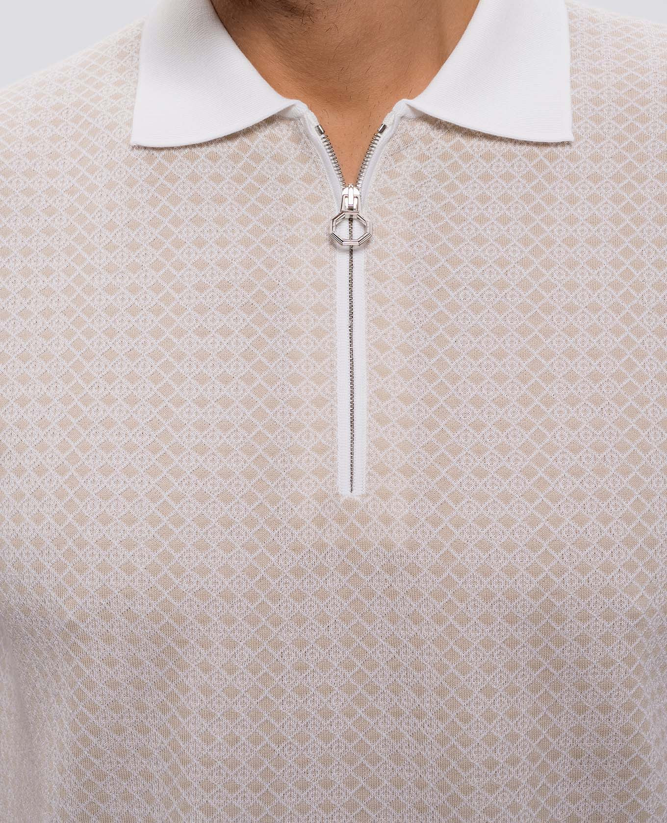 White patterned silk polo shirt Stefano Ricci 5