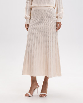 Twinset Beige midi skirt with openwork pattern 262TP3122