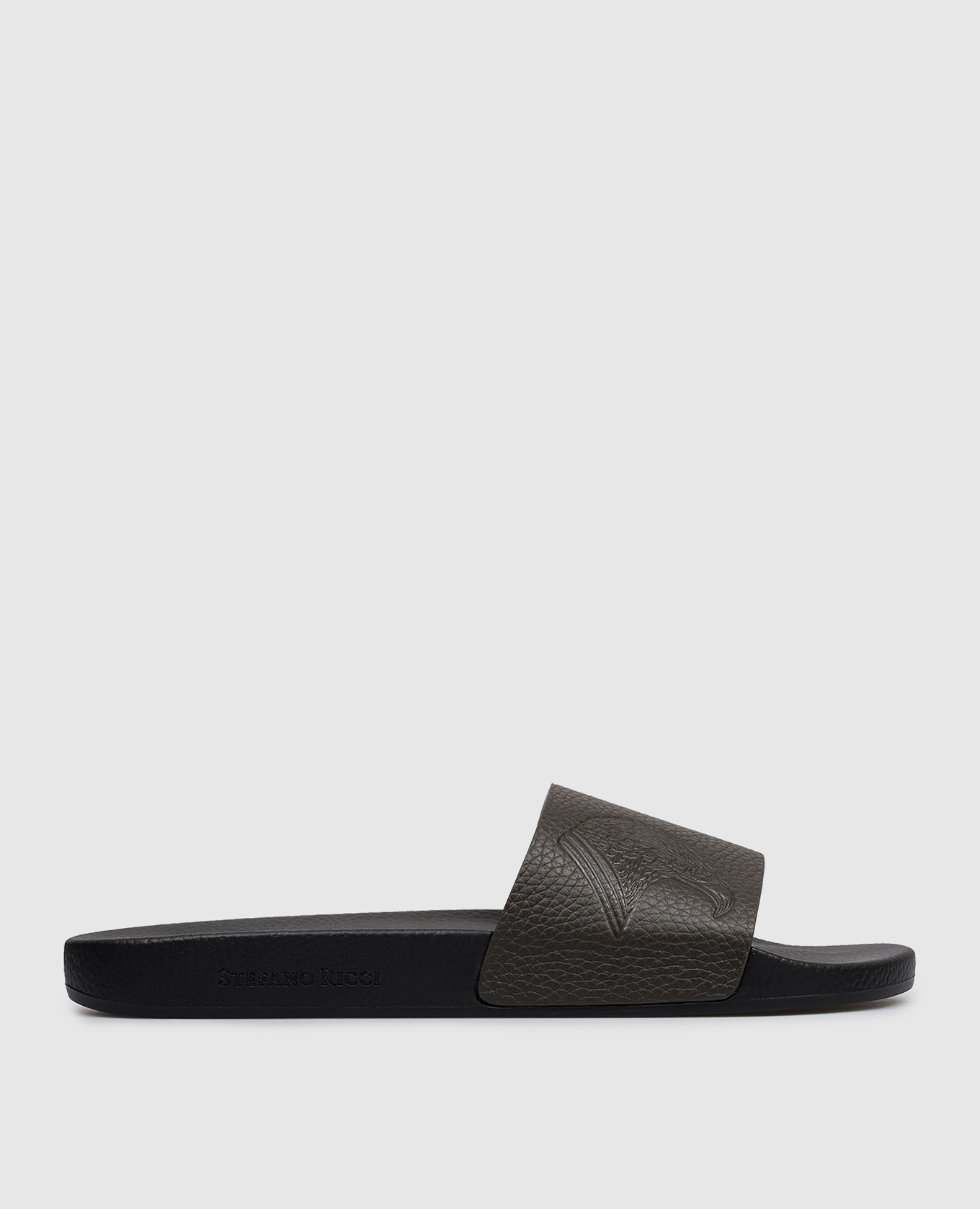 Brown leather sliders