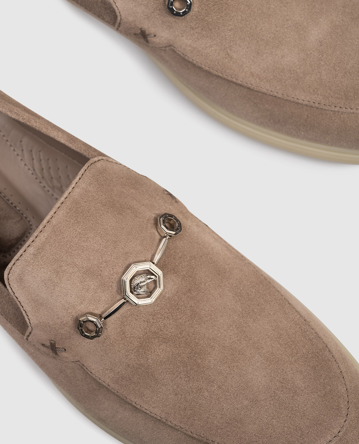 

Brown suede loafers with emblem Stefano Ricci