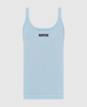 Dolce&Gabbana Blue ribbed T-shirt F8W45TFU7AV