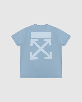 Off-White Children's blue T-shirt with Off logo print 44GAA001S26J009