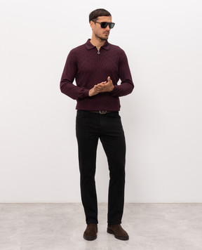 Stefano Ricci Burgundy wool, silk and cashmere polo shirt KE08020P30E26370
