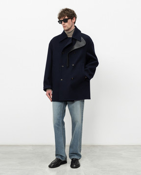Bottega Veneta Blue double-breasted cashmere coat 866582V6E40