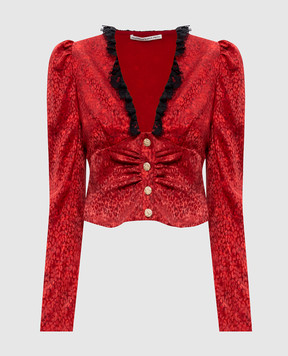 Alessandra Rich Red silk blouse with lace FABX4284F4670