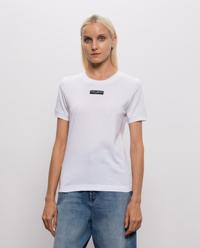 Dolce&Gabbana White T-shirt with logo patch F8N08TGDDYH