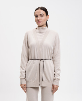 Peserico Beige cardigan made of wool, silk and cashmere S99486F12A09283